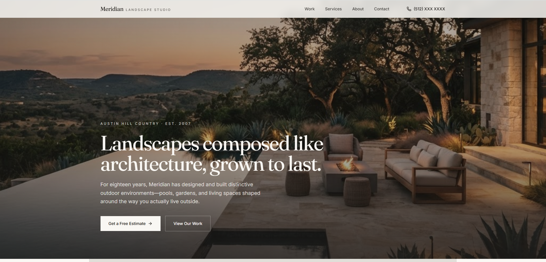 Meridian Landscape website home page