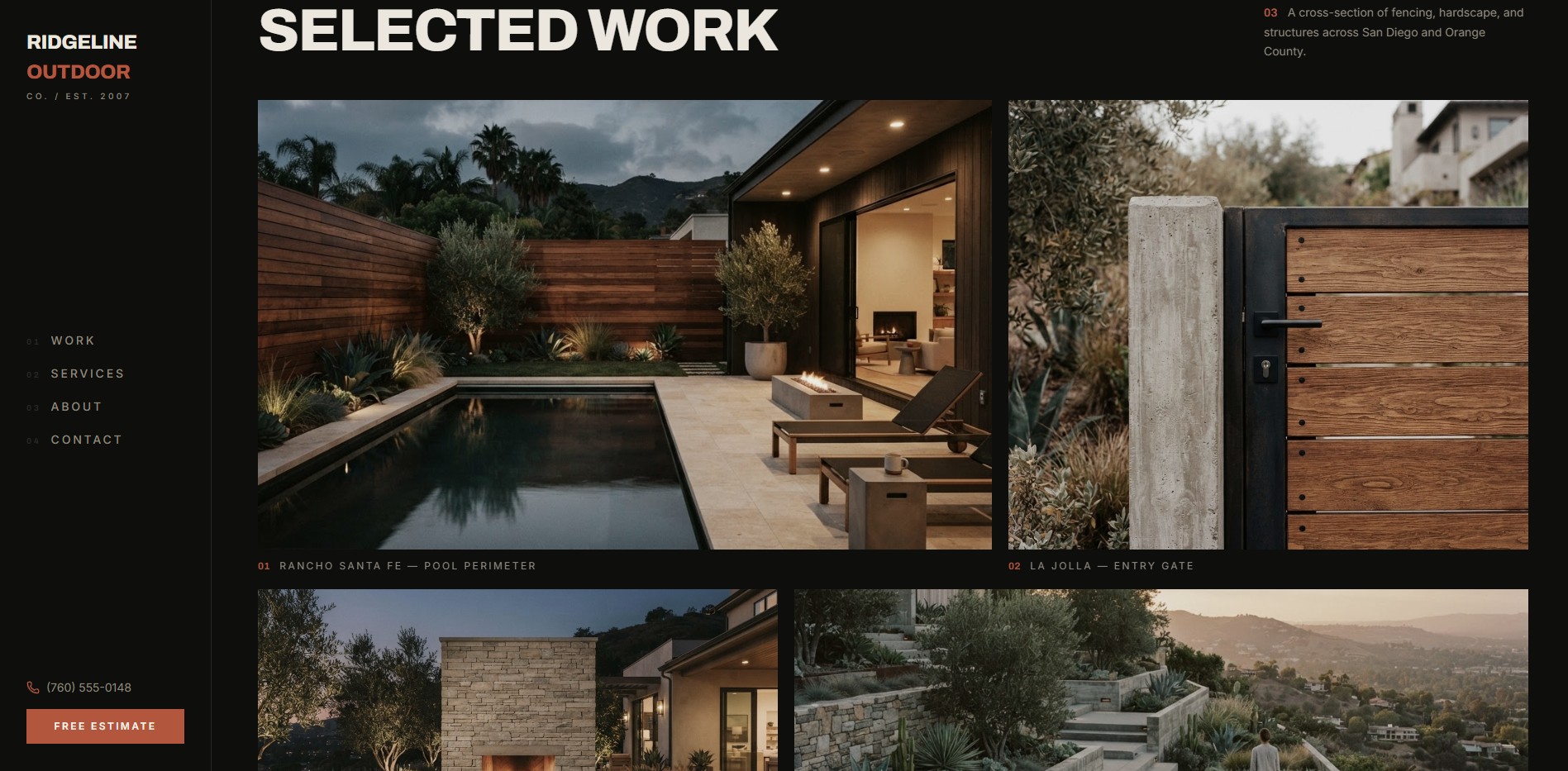 Ridgeline Outdoor Co. website, section 2
