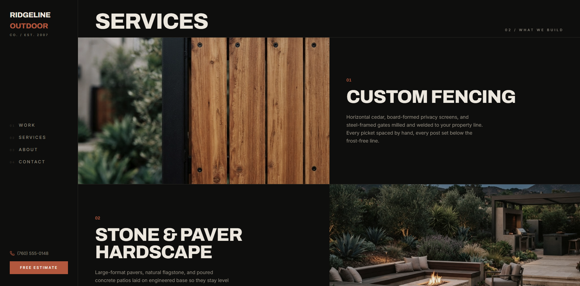 Ridgeline Outdoor Co. website, section 3