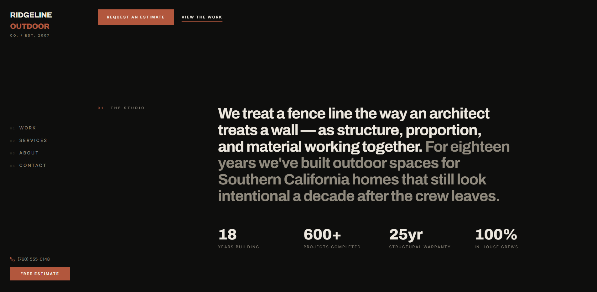 Ridgeline Outdoor Co. website, section 4